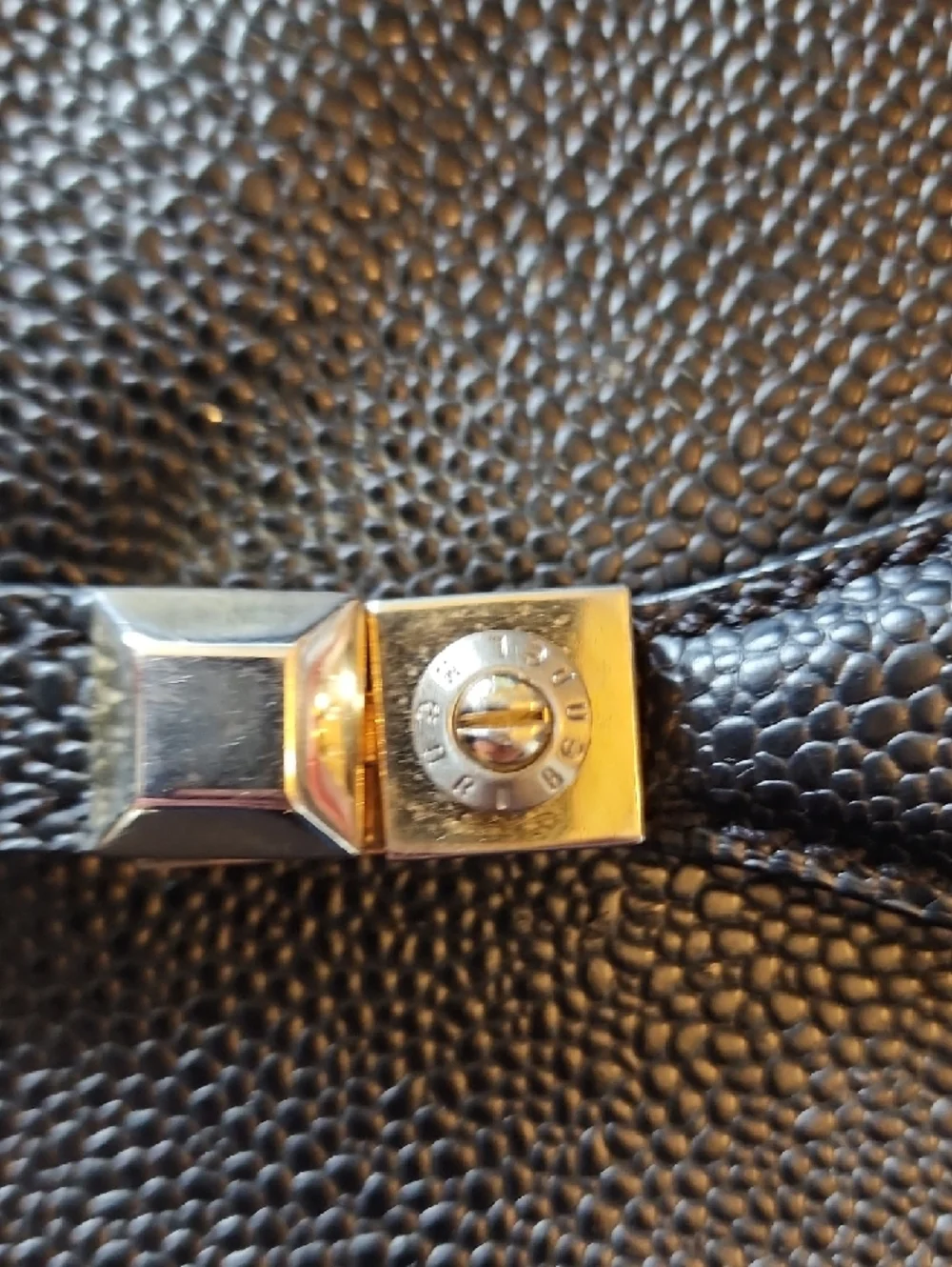 henri bendel Black Pebbled Leather Shoulder Bag with Gold Chain Strap. - Picture 5 of 13